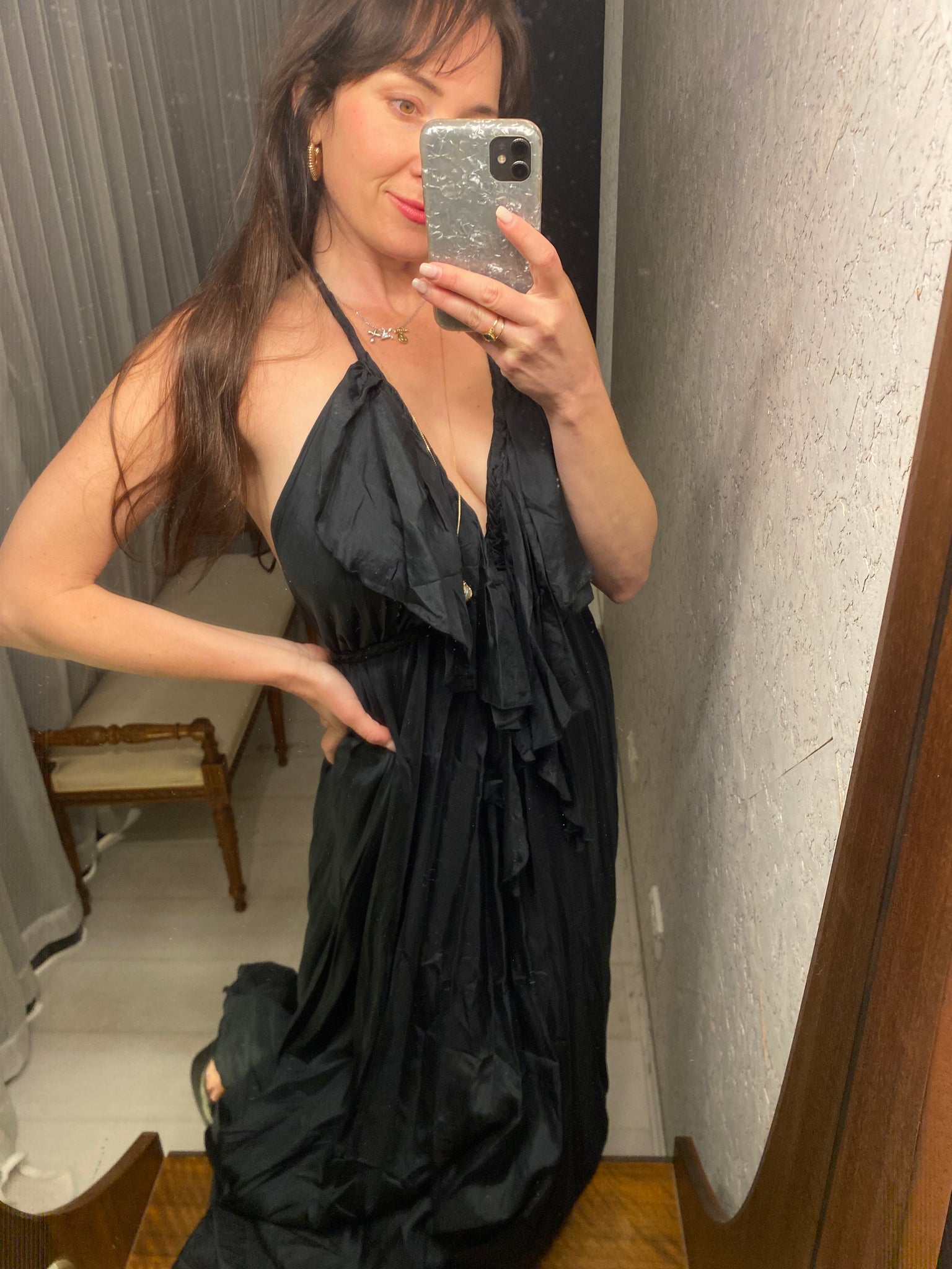 Pre-loved Lisa Brown Black Halter Silk Dress GrandDays Pre-loved Lisa Brown Black Halter Silk Dress GrandDays