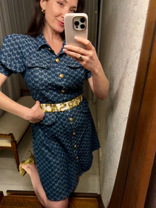 Pre-loved M Logo Blue Denim Dress