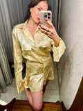 Pre-loved LIONESS Cream Satin Shirt Dress