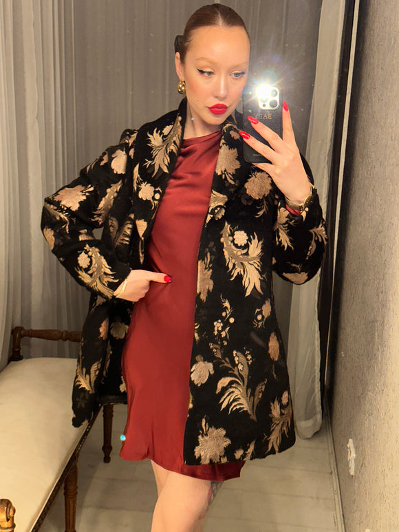 Vintage Black Brocade Coat