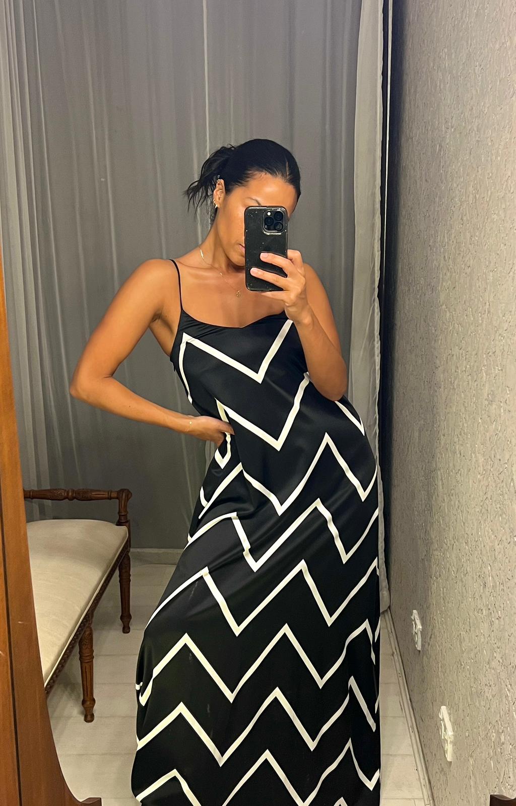 french connection black maxi dress Pre-loved French Connection Black Stripe Maxi-Dress – GrandDays