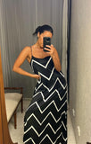 Pre-loved French Connection Black Stripe Maxi-Dress