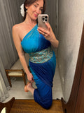 Handmade Blue Sequin Beaded Cocktail Dress