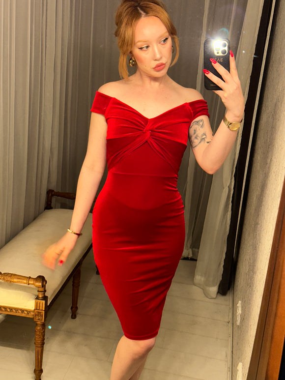 Pre-loved Red Velvet Date Dress