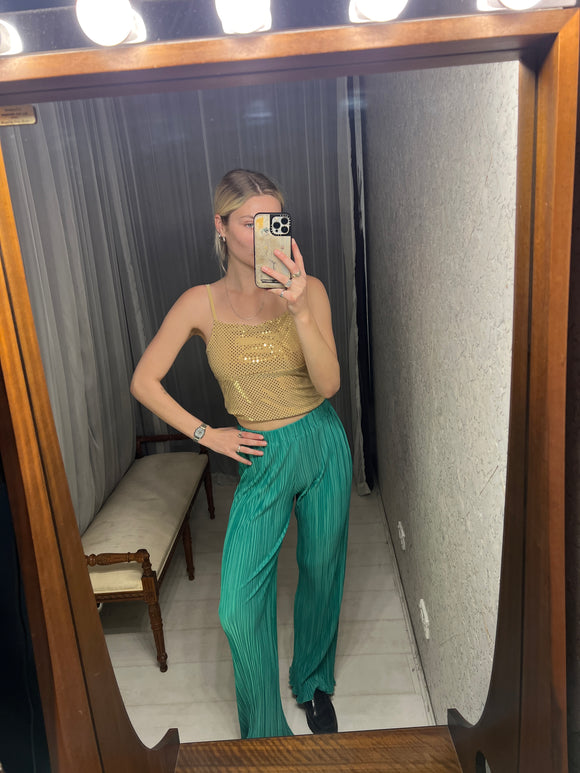 Pre-loved White Closet Green Plisse Pleat Pants