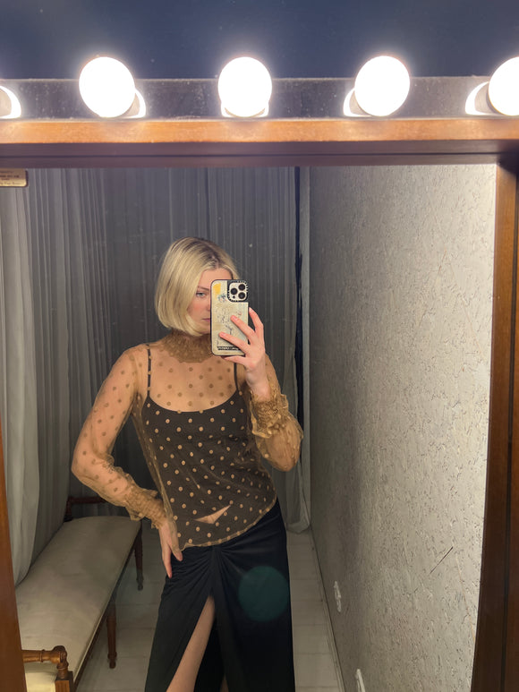 Pre-loved Nude Polkadot Sheer Top