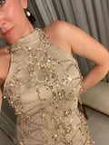 Pre-loved Miss Holly Gold Sequin Fringe Evening Dress