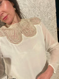 Pre-loved Cream Embroidered Beaded Sheer Top