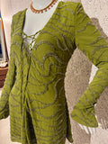 Pre-loved Green Beaded Lace Up Mini Dress