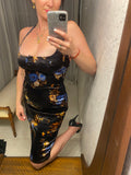 Pre-loved Wheels & Dollbaby Black Print Halter Dress