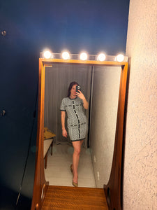 Pre-loved Metallic Knit Greek Keys Dress