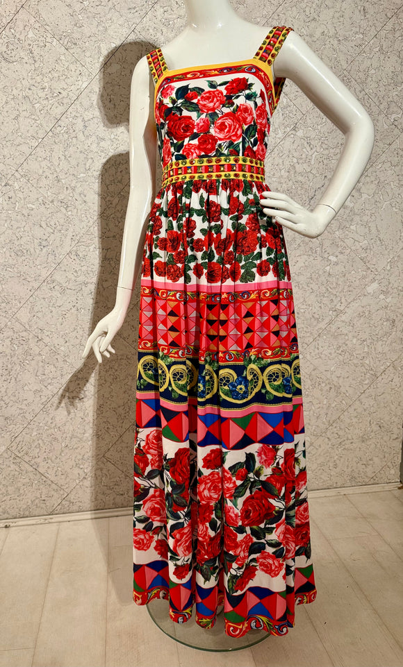 Pre-loved Dolce Gabbana Vibes Rose Maxi-Dress