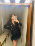 Pre-loved Rebecca Vallance Black Feather Hem Skirt