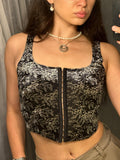 Pre-loved Velvet Floral Bustier Top