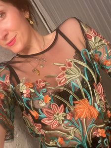 Vintage Embroidered Sheer Top