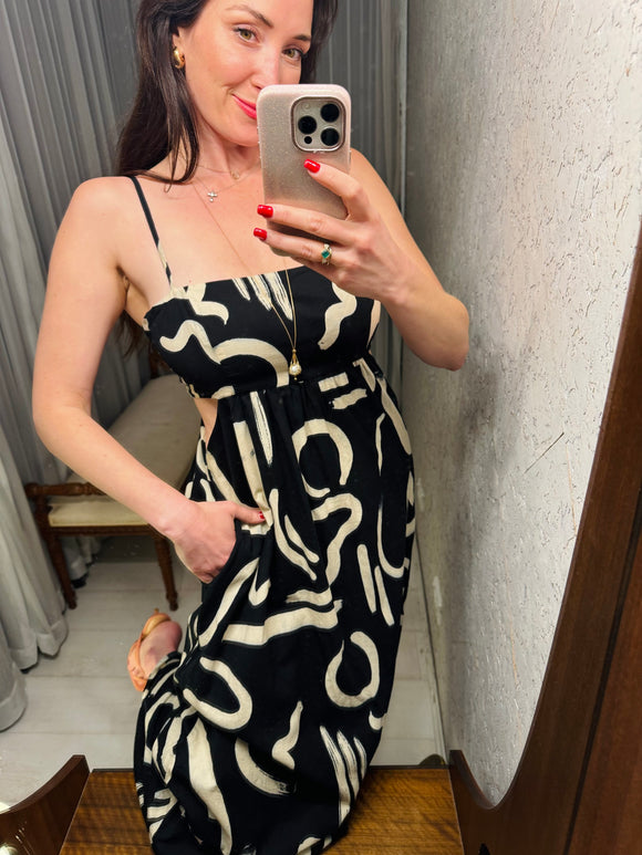 Pre-loved Seven Wonders Black Squiggle Dress