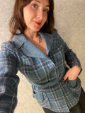 Vintage Blue Check Equestrian Style Jacket