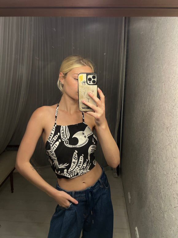 Pre-loved Moca Prosa Black Print Top