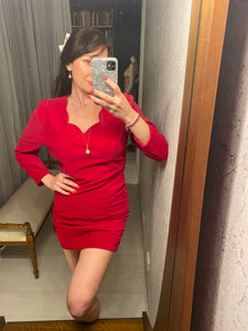 Twisted Sister Fuschia Velvet Long Sleeve Dress