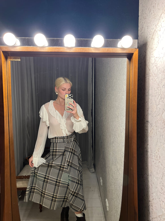 Pre-loved Black Brown Check A-Line Skirt
