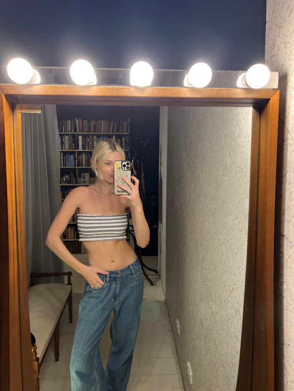 Pre-loved Stripe Ruched Bandeau Top
