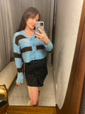 Pre-loved Blue Brown Stripe Crop HandKnit