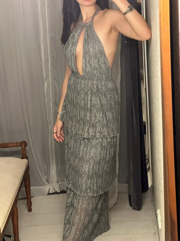 Pre-loved Grey Lace Maxi-Dress