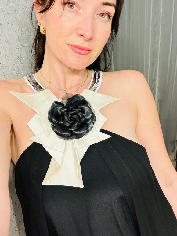 Pre-loved Sass Bide Black Silk Rose Dress