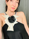 Pre-loved Sass Bide Black Silk Rose Dress