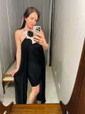 Pre-loved Sass Bide Black Silk Rose Dress