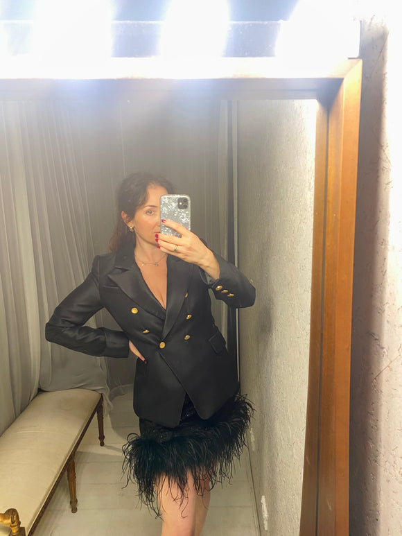 Pre-loved Rebecca Vallance Black Feather Hem Skirt