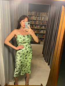 Pre-loved Lime Green Micro Floral Silky Dress