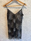 Pre-loved Black Sheer Silver Sequin Leaf Top/Mini Dress
