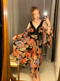 Pre-loved Alice McCall Black Peach Foral Silk Dress
