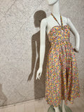 Pink Yellow Summer Print Halter Dress