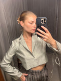 Pre-loved Mint Shine Satin Crop Jacket