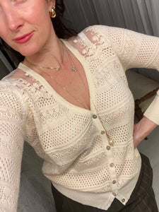 Pre-loved Cream Lace Knit Cardigan