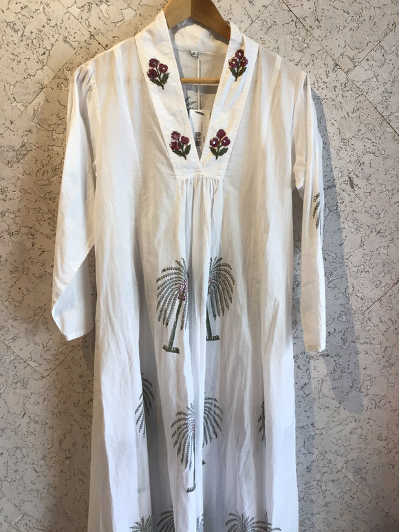 Pre-loved White Cotton Indian Palm Dress