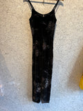 Pre-loved Black Velvet Jumpsuit w Gold Glitter