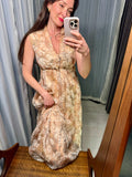 Vintage Handmade Peach Dream Floral Maxi-Dress