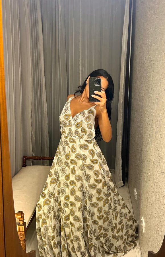 Pre-loved Chosen Paisley White Gold Maxi-Dress