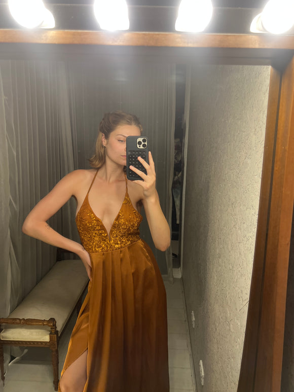 Pre-loved Morning Mist Copper Lace Long Dress