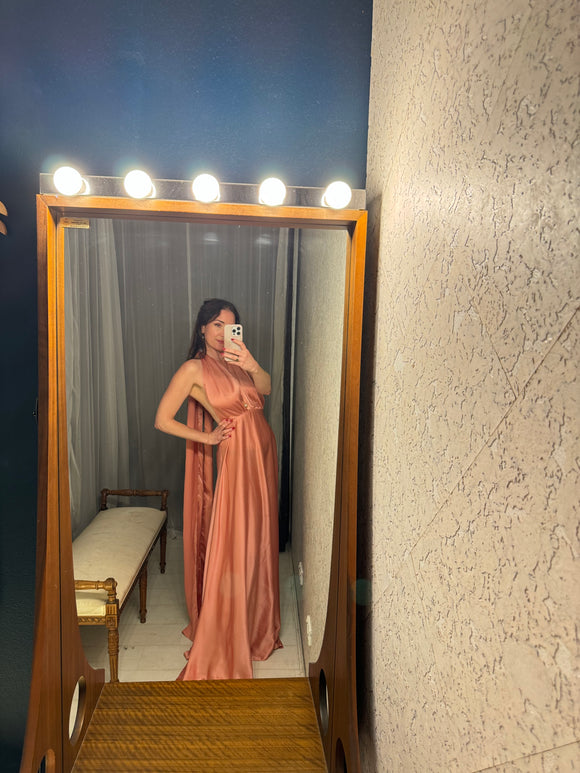 Pre-loved Angel Biba Pink Halter Long Dress