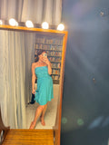 Pre-loved Satch Aqua Silk Strapless Dress