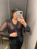 Vintage Black Sheer Embellished Beaded Jacket