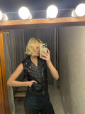 Sleeveless Leather Biker Jacket