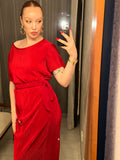 Pre-loved Red Pleat Wrap Front Dress