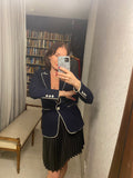 Pre-loved Elegant Navy Jacket w White Piping