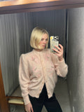 Vintage Baby Pink Angora Knit Cardigan
