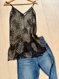 Pre-loved Black Sheer Silver Sequin Leaf Top/Mini Dress